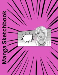 Manga sketchbook with blank manga page templates pink cover