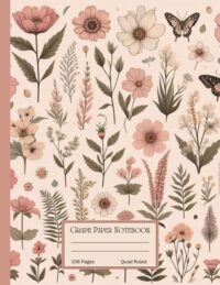 Pink Botanical Graph Paper Composition Notebook