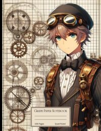 Vintage anime steampunk graph paper notebook